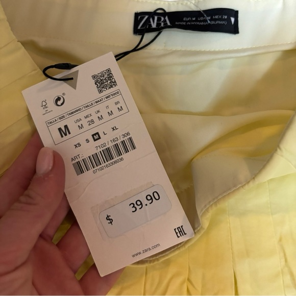 NWT Zara Butter Yellow Pleated Midi Skirt - Picture 8 of 10